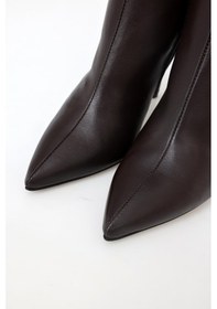 Resim Acı Kahve Deri Sivri Burun Topuklu Bot 24374 Acı Kahverengi 