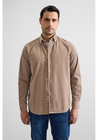Resim Süvari Bej Regular Düğmeli Yaka Casual Gömlek Gm2008000242-bj3 Bej 