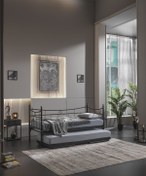Resim Unimet Daily Yavrulu Daybed Tek-çift Kişilik Sedir Metal Karyola Yatak Seti Siyah 