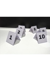 Resim Şeffaf Etiket Pvc İsimlik Masa Numaraları Çift Yön 1-10 Arası Ayaklı Numaralar 