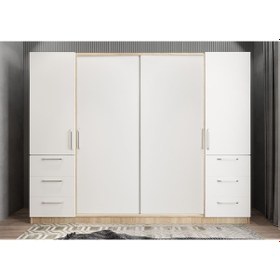 Resim Riga Sürgü Kapaklı Çekmeceli Gardırop Mb 240 Cm 