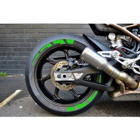 Resim Motorsiklet Lastik Yanağı Yeşil Yazısı Stiker Scooter Bisiklet Grubu İçin Lastik Şerit 4 Adet 