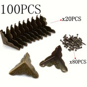 Resim 100 adet Vintage Bronz Metal Köşe Koruyucuları - Antika Bitiş, Kutular, Mobilyalar, Raflar, Masalar için Zarif Dekoratif Kenarlar - Eşleşen Çiviler Dahil, Ev ve Ofis Dekoru, Mobilya Dekoru için İdeal, Dayanıklı Metal Köşeler, Metal Mobilya 
