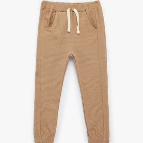 Resim Erkek Bebek Waffle Kumaş Pamuklu Beli Bağlamalı Lastikli Paça Jogger Eşofman Altı 