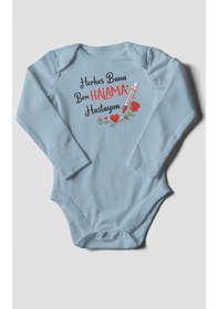 Resim Morivokids Herkes Bana Ben Halama Hastayım Uzun Kollu Çıtçıtlı Bebek Body Bebe Mavisi 