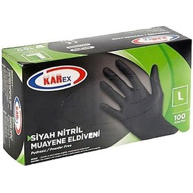 Resim Karex Nitril Pudrasız Eldiven L Siyah 100'lü 