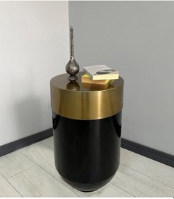 Resim Dekoratif Eskitme Darbuka Parlak Siyah Sehpa 70cm 