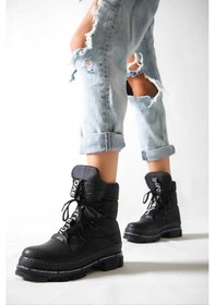 Resim Kadın Siyah Paraşüt Kumaş Kar Botu Siyah 