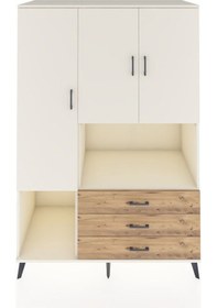 Resim Kronos Dolap 6 Raflı 3 Çekmeceli 3 Kapaklı 132x59x195 Aytaşı-aytaşı/çam Aytası/atlas Çam 