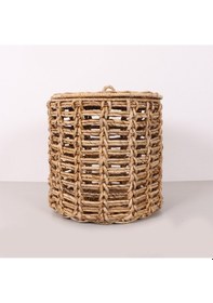 Resim Side Doğal Abaka 42x42 Cm Kapaklı Çamaşır Ve Dekorasyon Sepeti Bej 