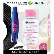 Resim Maybelline Volum Express Rocket Maskara & Garnier Micellar Kusursuz Makyaj Temizleme Suyu 2'li Set 