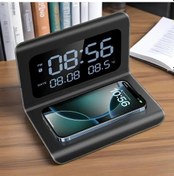 Resim Sunshine022 3ü 1 Kablosuz Şarj Cihazı, Saat Ve Sıcaklık Göstergeli, Yatak Odası İçin Alarmlı Şarj İstasyonu - Black-1pc 