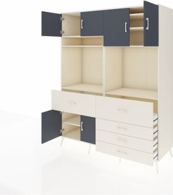 Resim Kronos Gardrop 7 Raflı 5 Çekmeceli 6 Kapaklı 176x59x221 Aytaşı-antrasit/aytaşı Antrasit/aytaşı 