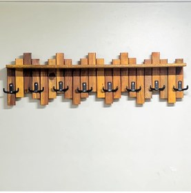 Resim Mavitrend Ahşap Duvar Ve Kapı Askısı Elbise Askılık Portmanto 8 Askılı Piyano Raflı Model Meşe 