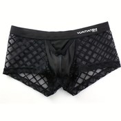 Resim YuAiTianShi Erkekler İçin Seksi Şeffaf Mesh Boxer Külot - Nefes Alabilen Düşük Bel Esnek Atlet, Tam Kaplama Yarı-Mesh Paneller ve Siyah Tabanlı Rahat Tayt Gibi İç Çamaşırı Günlük & Resmi Giysiler için Uygun - Zarif Ve Cazibeli Boksör, Çoklu Renklere Sahip Makinede Yıkanabilir Malzeme, Konfor Artan Aktiviteye Özel, Erkekler için büyük beden boxerlar,Kese ile Boksörler,Saten Erkek Boxer Külot,Erkekler için beyaz boksör külotlar,Erkekler için Komik Boxerlar 