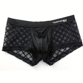 Resim YuAiTianShi Erkekler İçin Seksi Şeffaf Mesh Boxer Külot - Nefes Alabilen Düşük Bel Esnek Atlet, Tam Kaplama Yarı-Mesh Paneller ve Siyah Tabanlı Rahat Tayt Gibi İç Çamaşırı Günlük & Resmi Giysiler için Uygun - Zarif Ve Cazibeli Boksör, Çoklu Renklere Sahip Makinede Yıkanabilir Malzeme, Konfor Artan Aktiviteye Özel, Erkekler için büyük beden boxerlar,Kese ile Boksörler,Saten Erkek Boxer Külot,Erkekler için beyaz boksör külotlar,Erkekler için Komik Boxerlar 