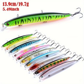 Resim 10 Renkli Minnow Yumuşak Plastik Balık Oltası - 13.9cm/19.7g - Hedef Balık: Kızılkanat, Bass, Muskellunge, Kedi Balığı, Alabalık, Istakoz, Küçük Ağızlı Bass, Herring, Somon, ve Dilbalığı - Şükran Günü, Noel, Halloween, Yılbaşı, ve Orta Sonbahar Festivali için Uygun - ABS Malzeme 