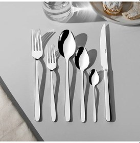 Resim Nehir Sultan Sade 6 Kişilik 36 Parça Çatal Kaşık Bıçak Takımı Gümüş 