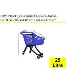 Resim Akdenizpos PK25 Plastik Çocuk Market Alışveriş Arabası 25 Litre Mavi 