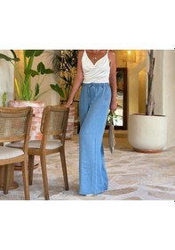 Resim 2418 Kadın İnce Yazlık Jeans Kot Denim Pantolon Mavi 