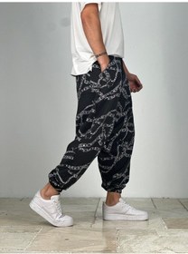 Resim Zincir Desenli Spor Şalvar Coc1430 Siyah 