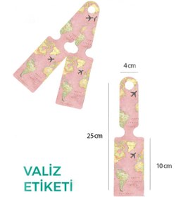 Resim Trink Çanta Desenli Silikon Valiz ve Bavul Bagaj İsimlikli Etiket * 2 Adet * Dünya Haritası 