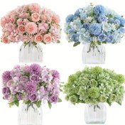Resim 1/4 adet Gerçekçi Yapay Çiçek Buketi, Yeniden Kullanılabilir Sahte Paeony, Krizantem, Hortensia Buketleri Saplı, Ev Odası Dekoru, Yapay Çiçek Düzenlemeleri Merkez Parçası, Dış Mekan Bahçe Dekoru, Düğün Doğum Günü Gelin Duş Dekoru 