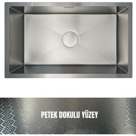 Resim Gl General 40x60 Antrasit Petek Dokulu Çelik Mutfak Eviyesi 304 Paslanmaz Çelik 1mm Antrasit 