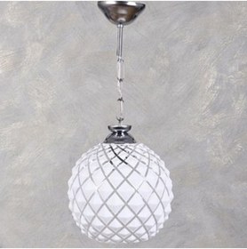 Resim Genel Markalar Ada Avize Beyaz Baklava Cam Tekli Avize Metal Duy (ÇAP 20 CM) 