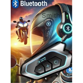 Resim D60 2x Motosiklet Kask Kulaklığı Bluetooth Intercom Rgb Işıklı 2 Intercom Bağlantılı 