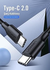 Resim Ugreen USB C to USB C 3A Hızlı Şarj ve Data Kablosu Beyaz 50 CM 