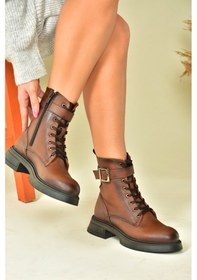 Resim Fox Shoes Taba Metal Tokalı Kadın Postal Bot N674260109 Taba-Suni Deri 