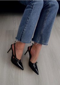 Resim Aycan Shoes Kadın Çift Bantlı Toka Detaylı Rugan Topuklu Ayakkabı Milano 001 