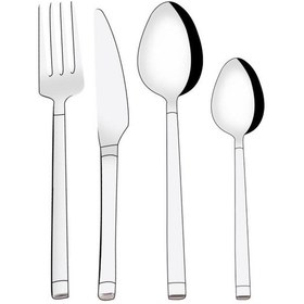 Resim Serenk Barselona Çelik Çatal Kaşık Bıçak Takımı 24 Parça Gümüş 