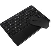 Resim Bt Klavye Mouse Combo Bt3.0 Kablosuz Şarj Edilebilir Klavye Ergonomik Mouse Seti İnce Tasarım Android İos Windows Siyah Desteği 