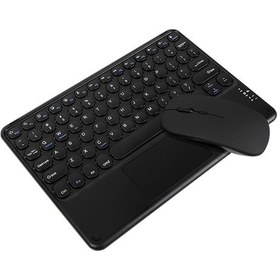 Resim Bt Klavye Mouse Combo Bt3.0 Kablosuz Şarj Edilebilir Klavye Ergonomik Mouse Seti İnce Tasarım Android İos Windows Siyah Desteği 
