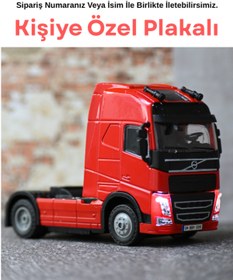 Resim bebeym Volvo Metal Oyuncak Tır - Işıklı ve Sesli Kişiye Özel Plakalı - Kırmızı 