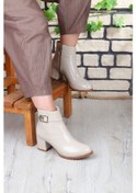 Resim Pierre Cardin 114 5 Cm Topuklu Fermuarlı Kadın Bot 867800000760 15 Krem Krem 