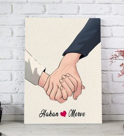 Resim Bk Gift Kişiye Özel Sevgili El Ele Tasarımlı Kanvas Tablo-5 20x30 , Sevgiliye Hediye, Sevgililer Günü Hediyesi Kobitmeyencom33685 Bk Gift 