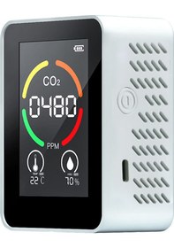 Resim Yaozixa Co2, Sıcaklık Ve Nem Sensörlü İç Mekan Hava Kalitesi Monitörü - Led Ekranlı Gerçek Zamanlı Ölçüm, Usb Type-c Şarjlı 1200mah Pil, Beyaz 