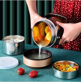 Resim Cin 2000 ml, Yemek Termosu, Çift Duvarlı, Çelik, Vakumlu, Yemek Taşıma, Sefertası, CİN598GLD 