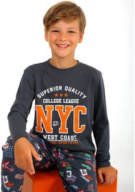 Resim Vitmo Erkek Çocuk Uzun Kollu Pamuklu Pijama Takımı West Coast Antrasit 