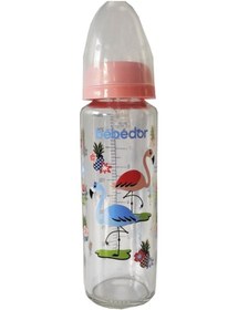 Resim Bebedor Desenli Silikon Emzikli Orta Akış Pembe 250 Ml Kod: 31302 Cam Biberon 