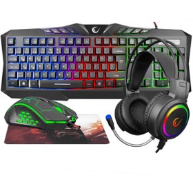 Resim Rampage KM-404 ARGENTI Rainbow Aydınlatmalı USB Gaming Combo Q Klavye + Kulaklık + Mouse + Mousepad 