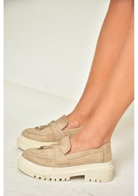 Resim Fox Shoes T294882202 Bej Süet Makosen Kadın Ayakkabı Bej 