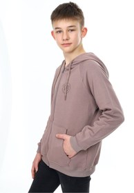 Resim Toontoy Erkek Çocuk Kapüşonlu Fermuarlı Cepli Düşük Omuz Baskılı Reglan Kol Örme Hırka 