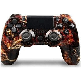 Resim Samdoo Ps4 İçin Kablosuz Bluetooth Oyun Kolu, Işıklı Şeritli, Çift Titreşim, Jiro Sensörlü, Hızlı Şarjlı, Ergonomik Tasarım - Alev Kafa Desenli 