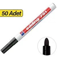 Resim Edding 751 Paint Permanent Markör Kalem Yuvarlak Uç 50 Adet - Siyah (5 Kutu) 
