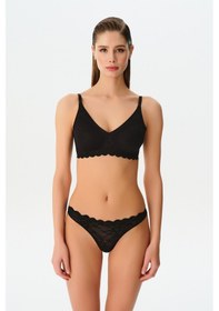 Resim Suwen Invisible Soft Dantelli String Külot Sw5988012 Siyah 