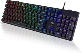Resim RisoPhy Mekanik Oyun Klavyesi, RGB 104 Tuşlu Ultra İnce LED Arkadan Aydınlatmalı USB Kablolu Klavye, Mavi Anahtarlı, Dayanıklı Abs Keycaps/Gölgelenmeye/Dökülmeye Karşı Dayanıklı Bilgisayar Klavyesi 
